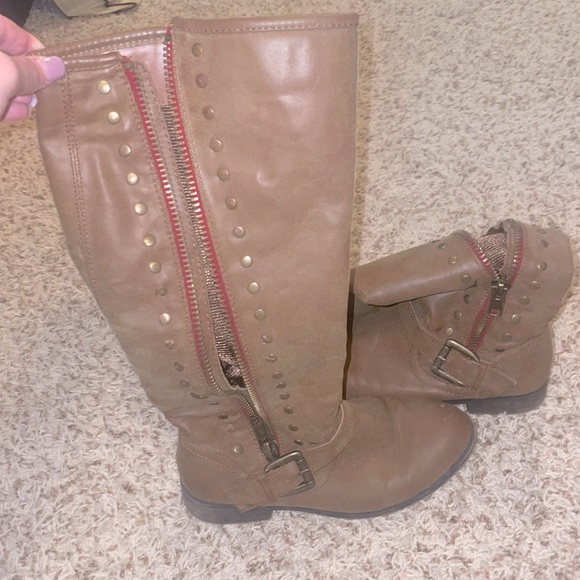 Madden Girl Shoes Madden Girl Light Brown Tall Riding Boots With